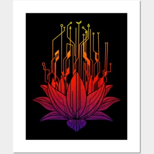 Modern lotus flower colour Posters and Art